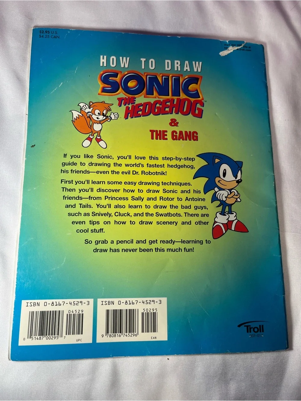 Vintage 1998 How to Draw Sonic the Hedgehog & Gang Troll Book Sega Paperback